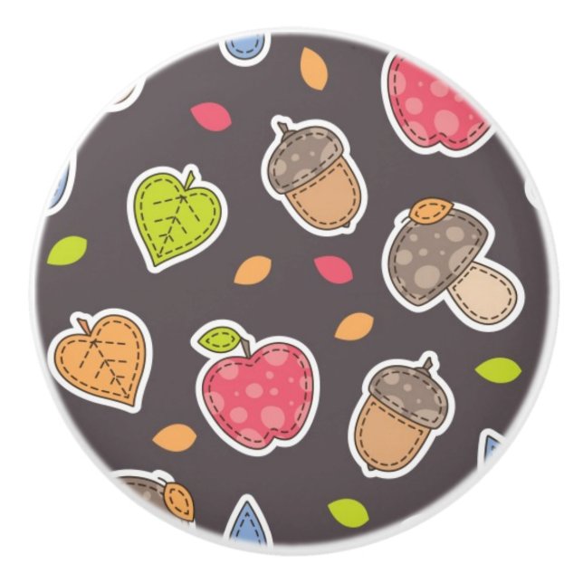 autumn pattern ceramic knob (Front)