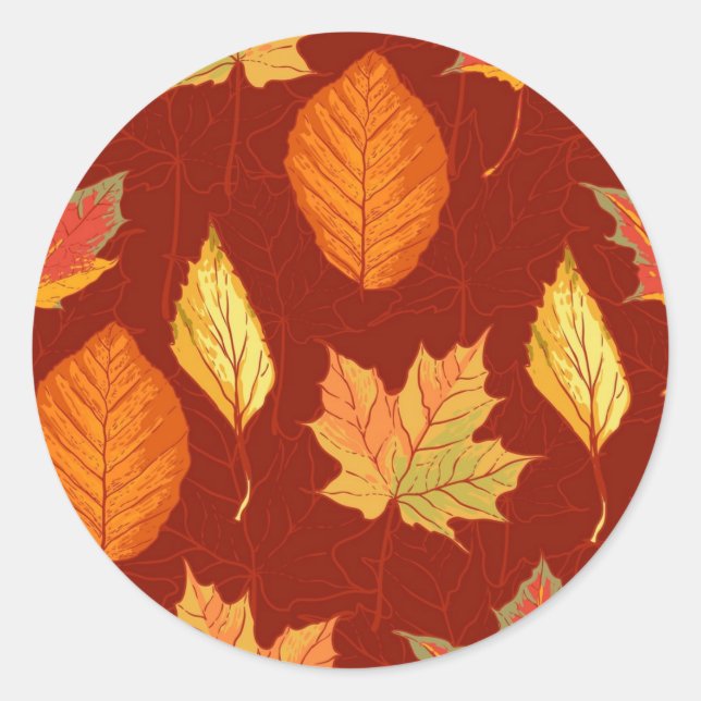 Autumn pattern classic round sticker (Front)