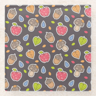 autumn pattern glass coaster