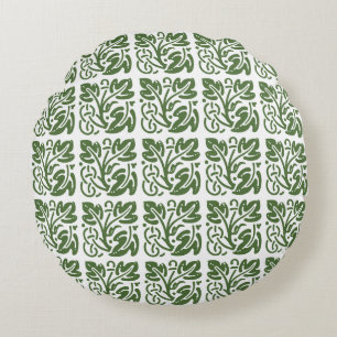 Autumn Pattern/Multi-Leaf/Green Round Cushion