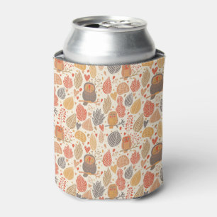 Autumn pattern. Owls in the forest Can Cooler