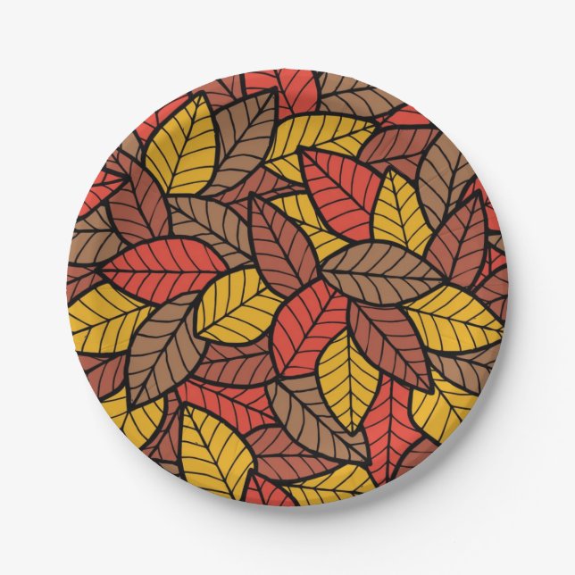 Autumn pattern paper plate (Front)