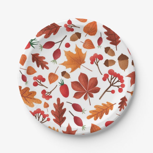 Autumn pattern paper plate (Front)