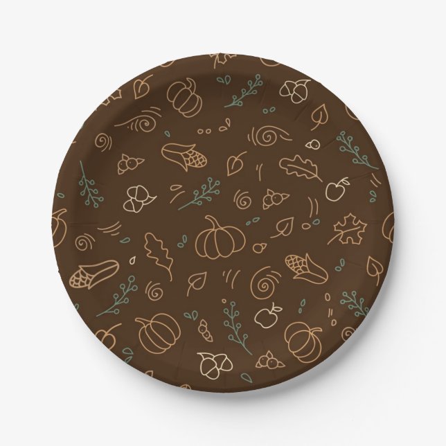 Autumn pattern paper plate (Front)