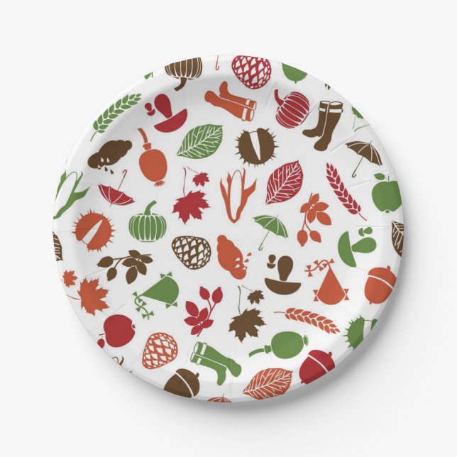 Autumn pattern paper plate (Front)