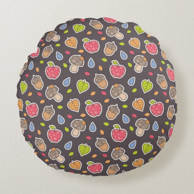 autumn pattern round cushion (Front)