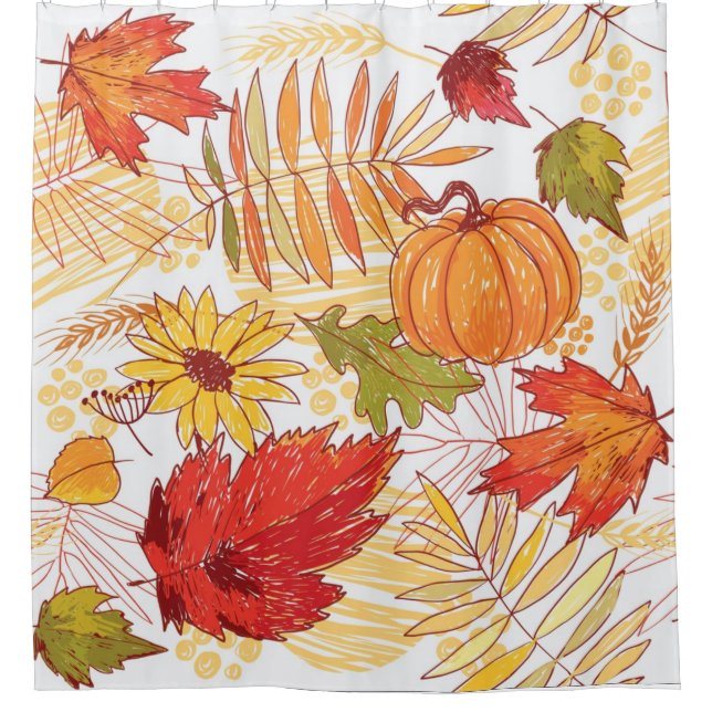 Autumn pattern shower curtain (Front)