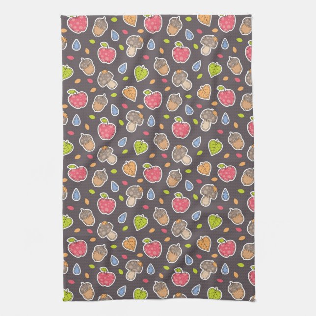 autumn pattern tea towel (Vertical)