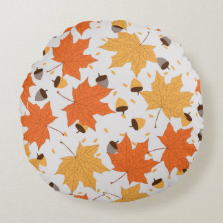 autumn pattern vintage seamless pattern round cushion