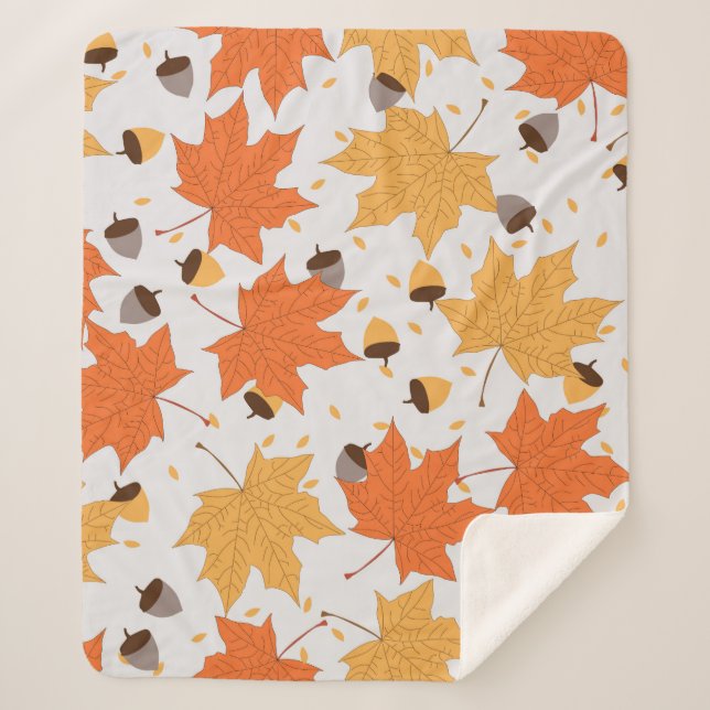 autumn pattern vintage seamless pattern sherpa blanket (Front)