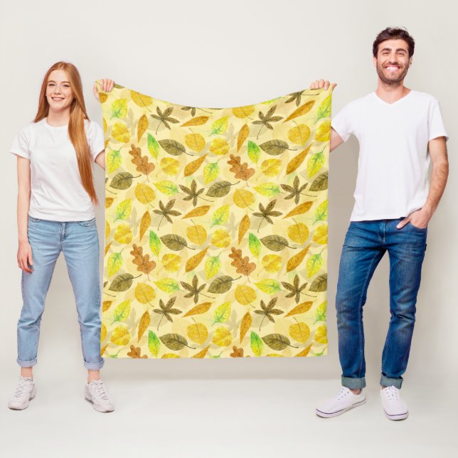 Autumn pattern watercolor 2 fleece blanket (In Situ)