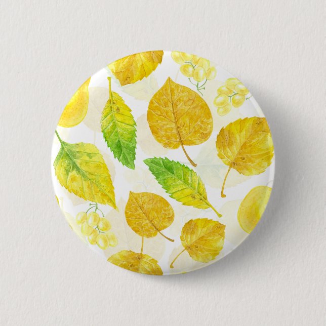 Autumn pattern watercolor 6 cm round badge (Front)