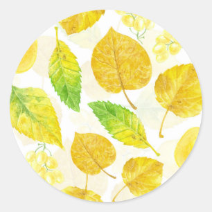 Autumn pattern watercolor classic round sticker