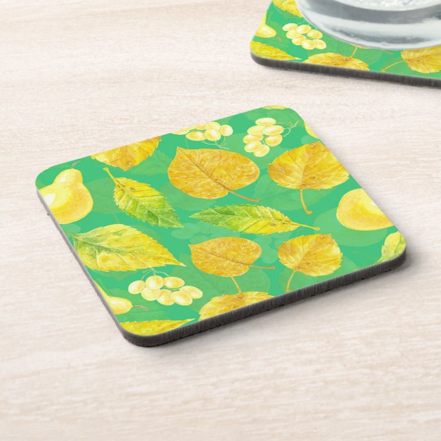 Autumn pattern watercolor coaster (Left Side)