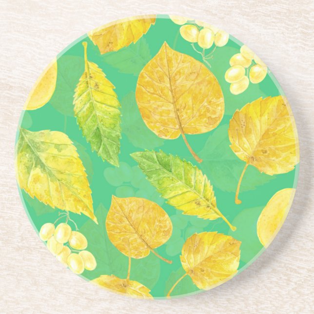 Autumn pattern watercolor coaster (Front)