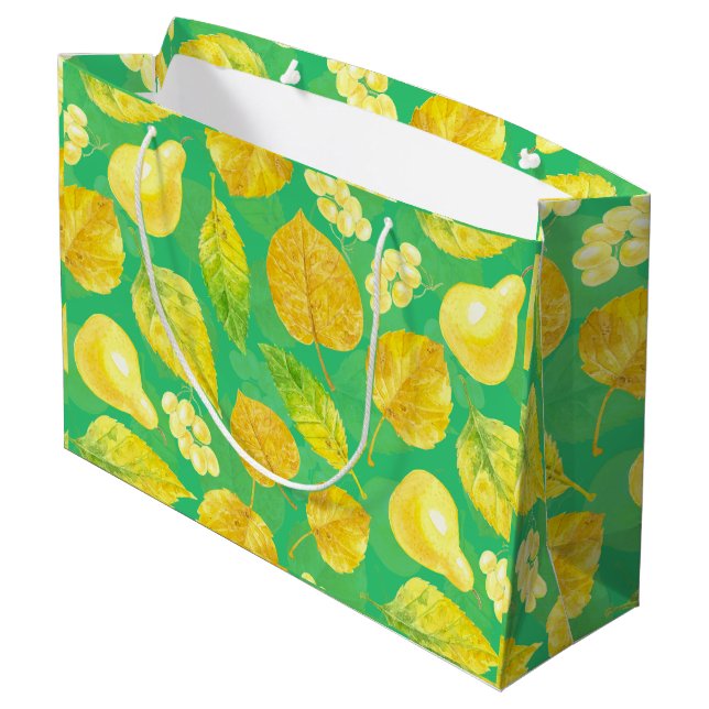 Autumn pattern watercolor large gift bag (Back Angled)