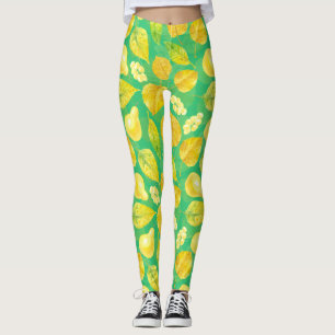 Autumn pattern watercolor leggings