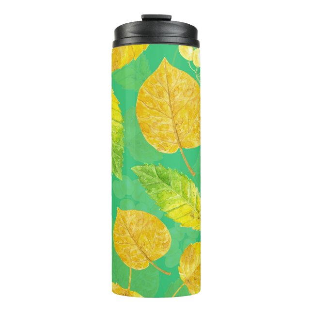 Autumn pattern watercolor thermal tumbler (Front)