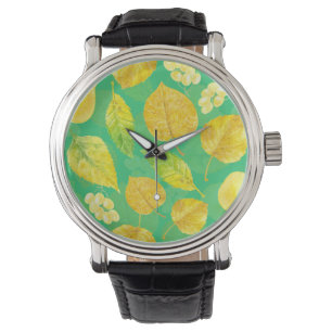 Autumn pattern watercolor watch