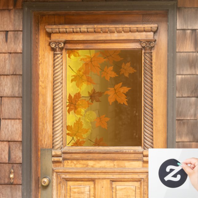 Autumn pattern with falling maple leaves and bokeh (Home Door)