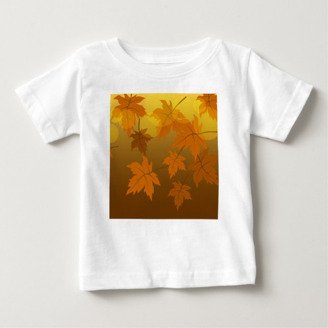 Autumn pattern with falling maple leaves and bokeh baby T-Shirt (Front)
