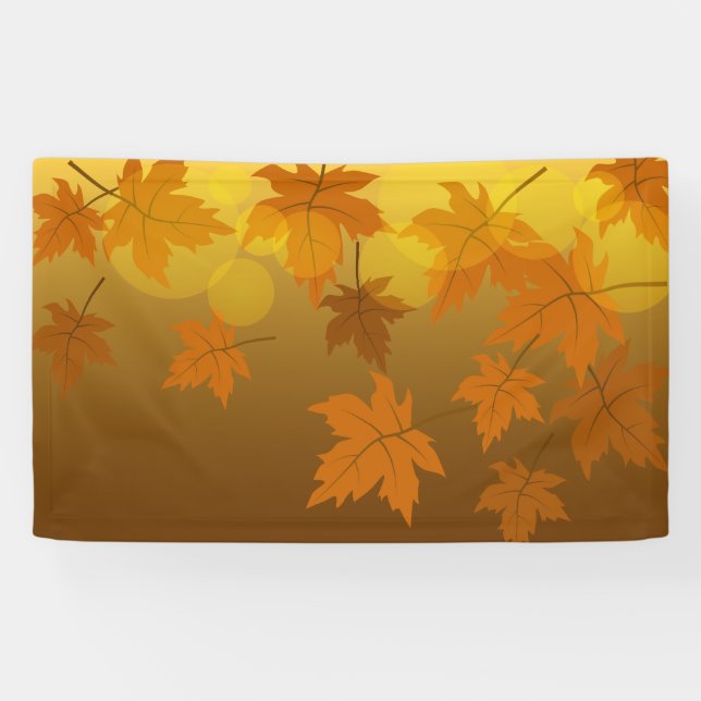 Autumn pattern with falling maple leaves and bokeh banner (Horizontal)