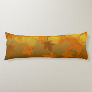 Autumn pattern with falling maple leaves and bokeh body cushion