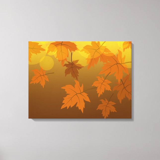 Autumn pattern with falling maple leaves and bokeh canvas print (Front)