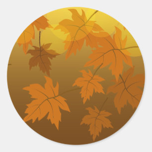 Autumn pattern with falling maple leaves and bokeh classic round sticker