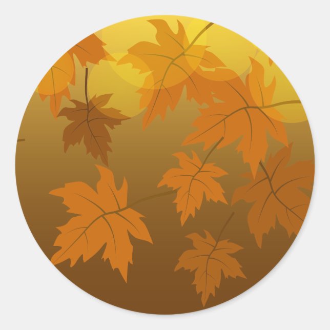 Autumn pattern with falling maple leaves and bokeh classic round sticker (Front)