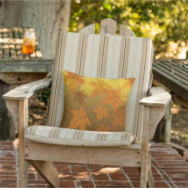 Autumn pattern with falling maple leaves and bokeh cushion (Chair)