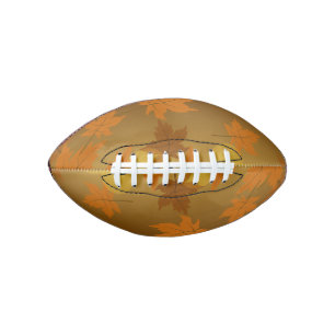 Autumn pattern with falling maple leaves and bokeh football