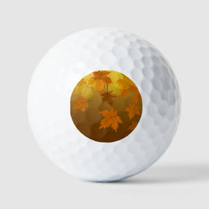 Autumn pattern with falling maple leaves and bokeh golf balls