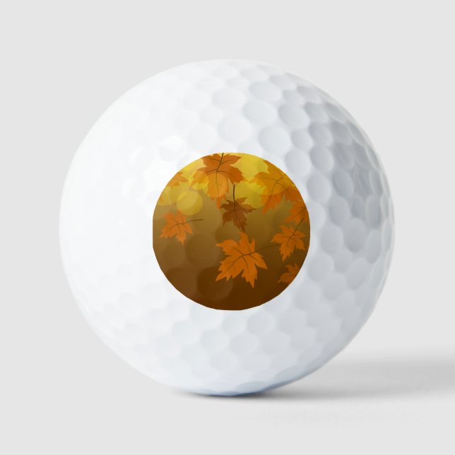 Autumn pattern with falling maple leaves and bokeh golf balls (Front)
