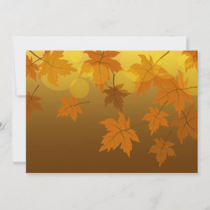 Autumn pattern with falling maple leaves and bokeh holiday card