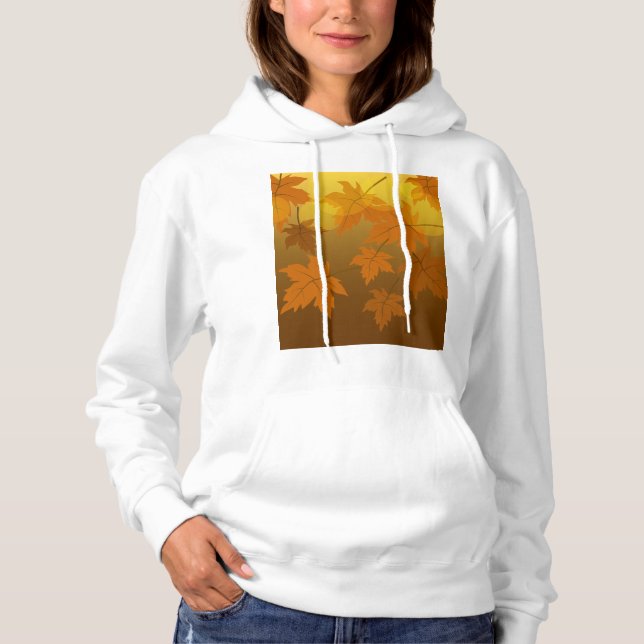 Autumn pattern with falling maple leaves and bokeh hoodie (Front)