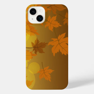 Autumn pattern with falling maple leaves and bokeh iPhone 14 plus case
