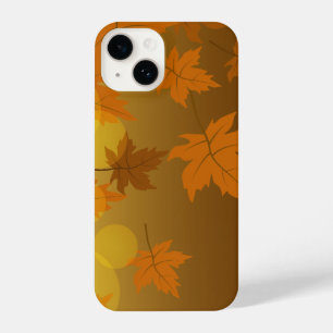 Autumn pattern with falling maple leaves and bokeh iPhone 14 case