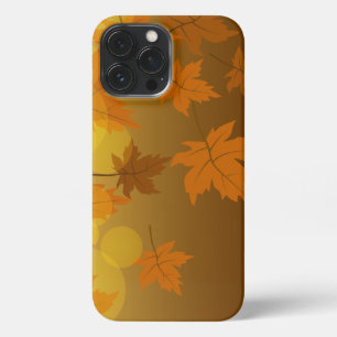 Autumn pattern with falling maple leaves and bokeh iPhone 13 pro max case