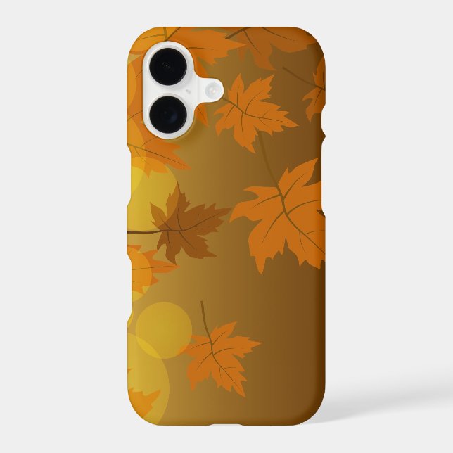 Autumn pattern with falling maple leaves and bokeh iPhone case (Back)