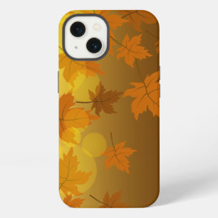 Autumn pattern with falling maple leaves and bokeh iPhone 13 case