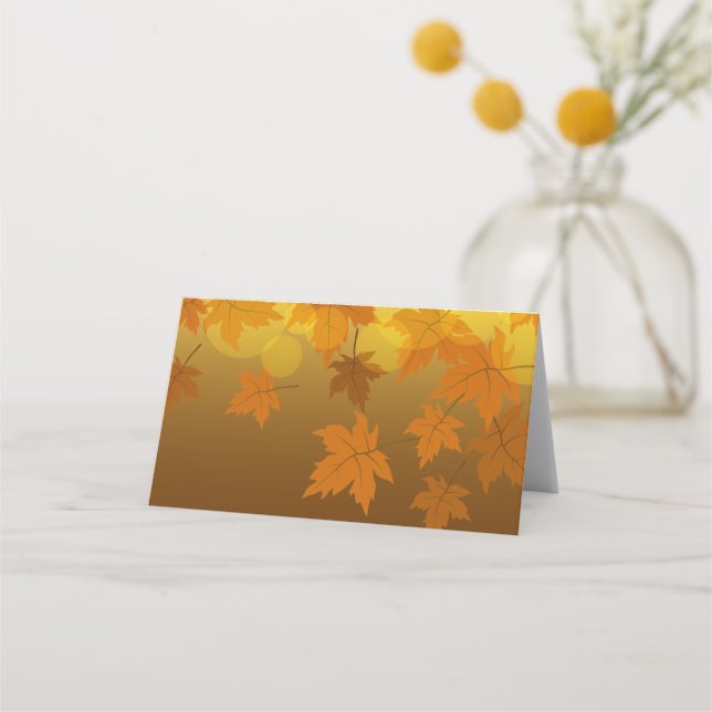 Autumn pattern with falling maple leaves and bokeh loyalty card (Front)