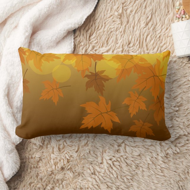 Autumn pattern with falling maple leaves and bokeh lumbar cushion (Blanket)