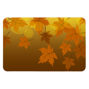 Autumn pattern with falling maple leaves and bokeh magnet