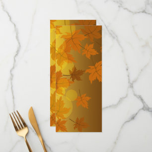 Autumn pattern with falling maple leaves and bokeh menu