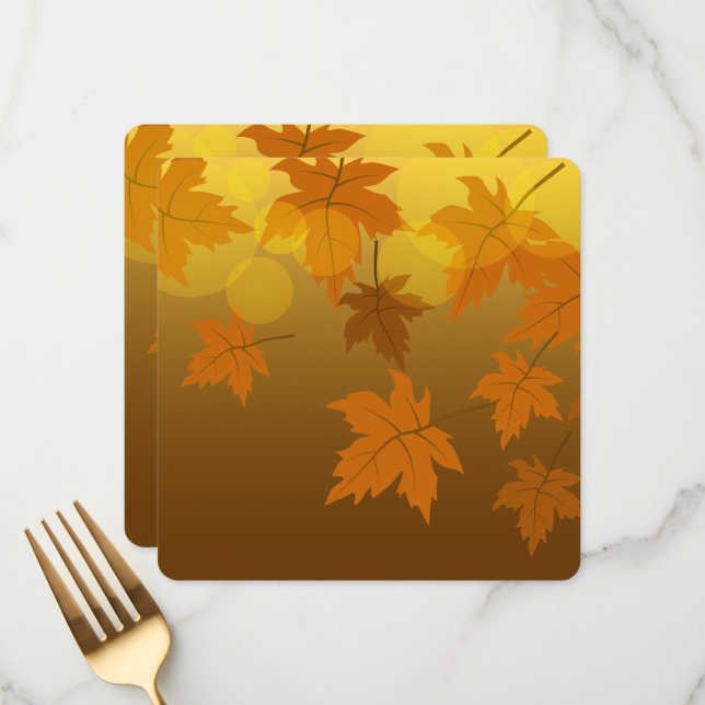 Autumn pattern with falling maple leaves and bokeh menu (Front/Back In Situ)