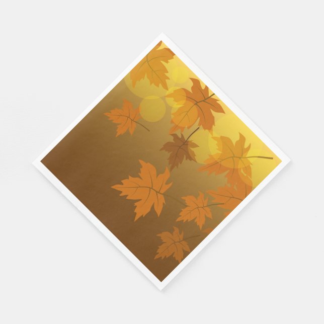 Autumn pattern with falling maple leaves and bokeh napkin (Corner)