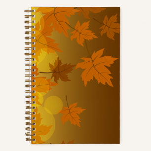 Autumn pattern with falling maple leaves and bokeh notebook