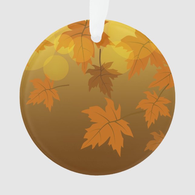 Autumn pattern with falling maple leaves and bokeh ornament (Front)