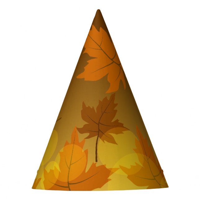Autumn pattern with falling maple leaves and bokeh party hat (Front)